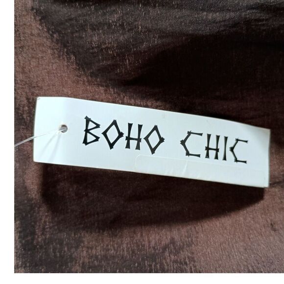 Boho Chic Long tunic Shirt Top Button Front Shirt Brown Women's Medium - Picture 7 of 9